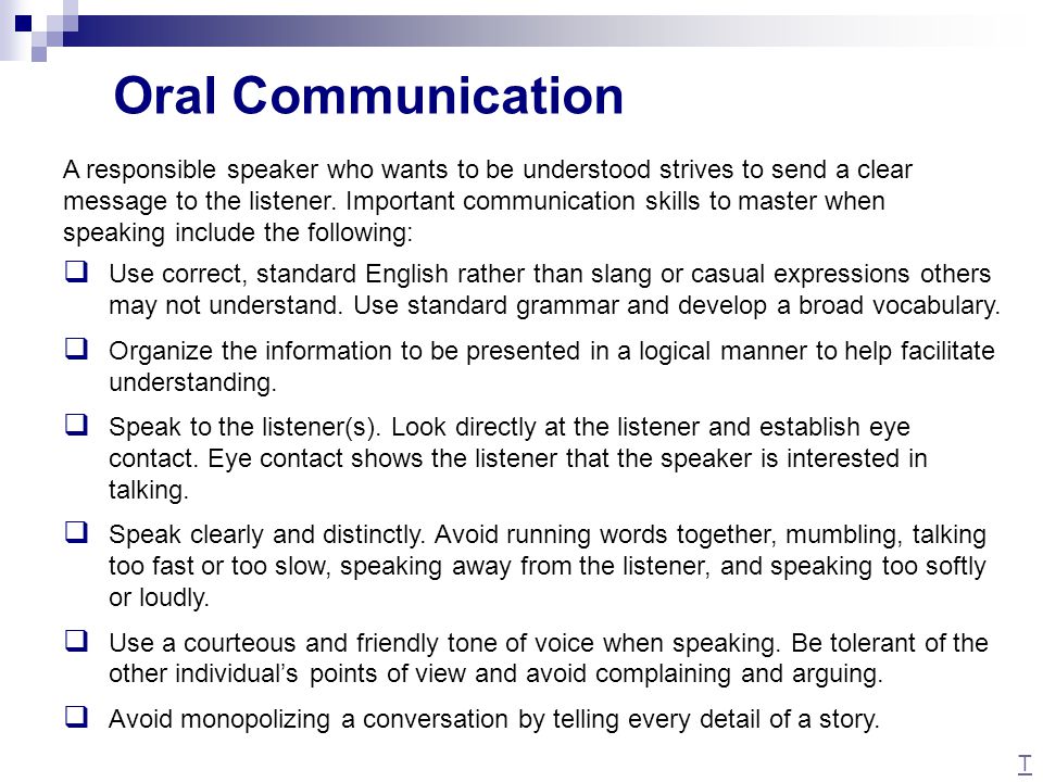 Oral communication